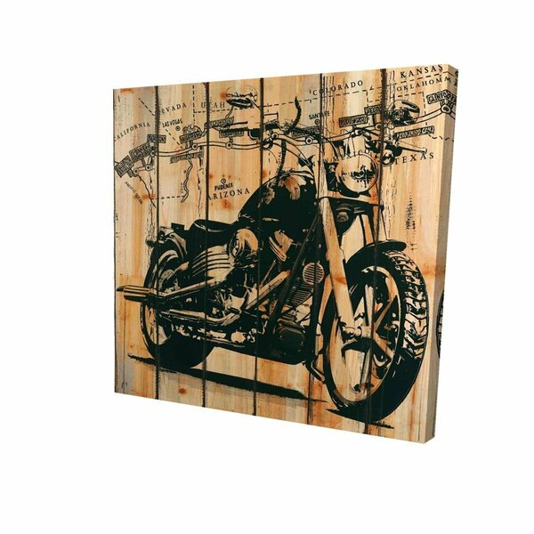 Fondo 32 x 32 in. Motorcycle on Wood Background-Print on Canvas FO3343677